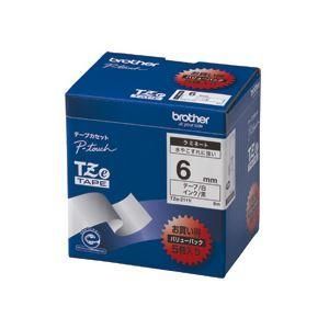 ds-ブラザー BROTHER ピータッチ TZeテープ ラミネートテープ 6mm 白/黒文字 業務用パック TZE-211V 1パック(5個)