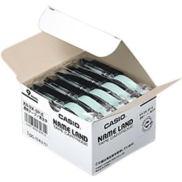 ds-カシオ CASIO ネームランド NAME LAND スタンダードテープ 9mm×8m 透明/黒文字 XR-9X-5P-E 1パック(5個)