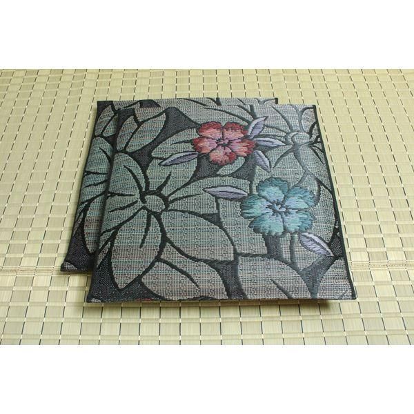 ds-い草 座布団 〔袋織 織込千鳥 2枚組 ブルー 約60×60cm×2P〕 抗菌 防臭 調湿 日本製 なでしこ 〔リビング 来客 和室〕