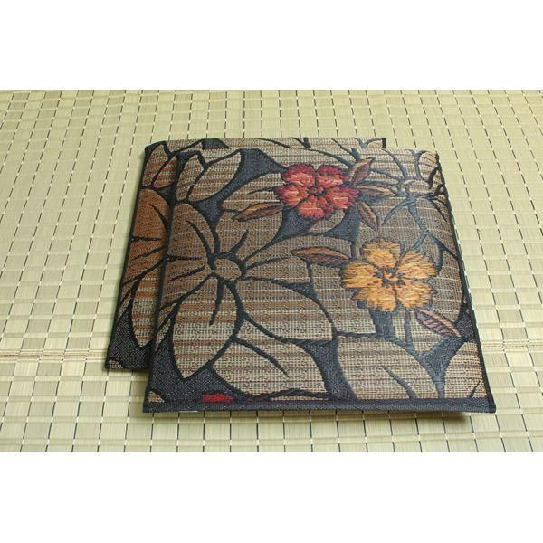 ds-い草 座布団 〔袋織 織込千鳥 2枚組 ブラック 約60×60cm×2P〕 抗菌 防臭 調湿 日本製 なでしこ 〔リビング 来客 和室〕