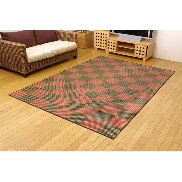 ds-日本製 い草 花ござ/ラグマット 〔三重織 レッド 江戸間3畳 約174×261cm〕 抗菌 防臭 調湿 耐久性抜群 〔リビング〕 24,840円
