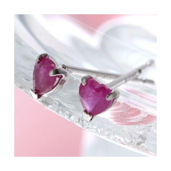 ds-K18ホワイトゴールド 0.2ct ハートシェイプルビーピアス