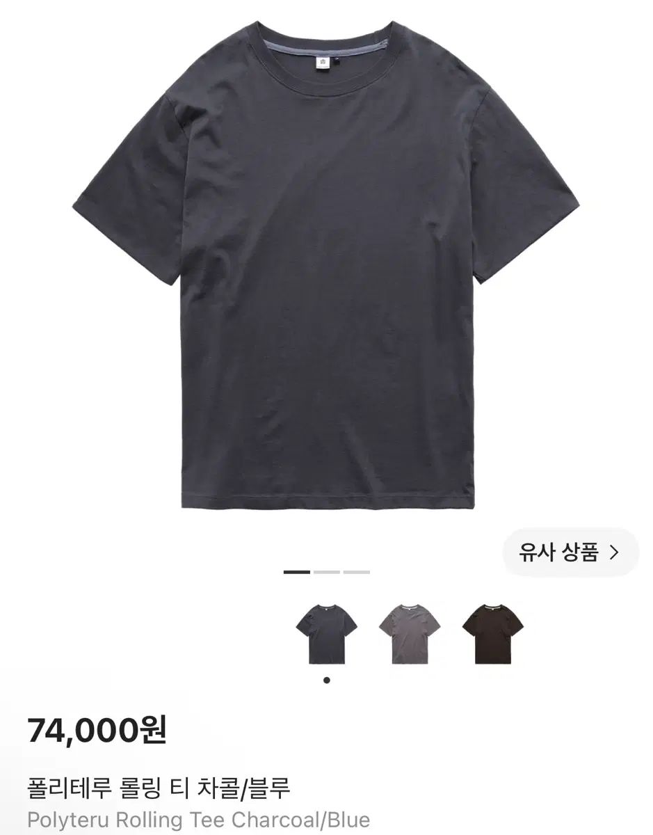 4 ポリテル ロール リング Tシャツ チャコール/ブルー
