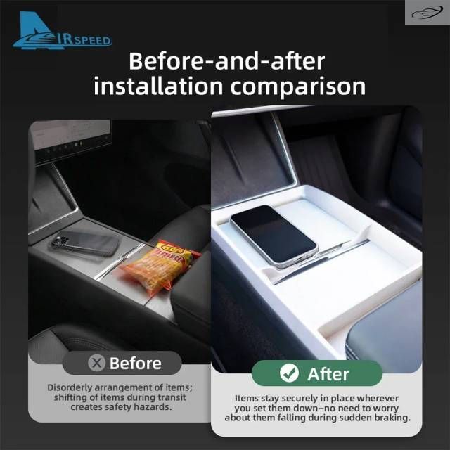 Tesla Model Y YL Juniper 2025 2026 2027-Up Model 3 Highland 2024-UP Organizer Storage Tray TPE Center Console Armrest Box