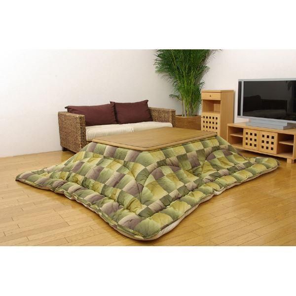 ds-こたつ布団/厚掛け布団 〔単品 グリーン 205×245cm〕 裏地フランネル 表地綿100％ 日本製 洗える 国内プリント 〔リビング〕 19,798円