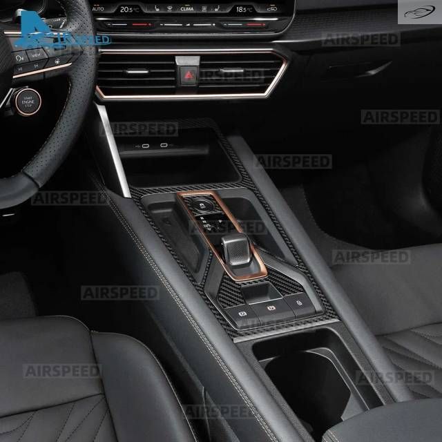 Soft Carbon Fiber Car Central Control Gear Panel Shift Trim Sticker Cupra Leon/Cupra mentor 2025 2026 LHD RHD c