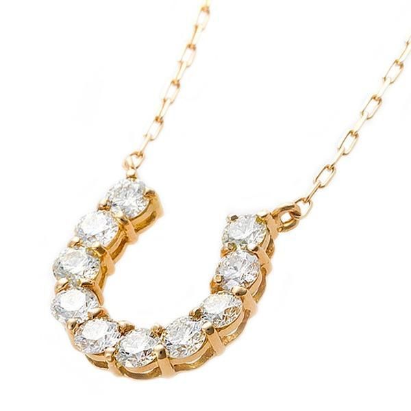 ds-ダイヤモンド ネックレス 0.5ct K18 イエローゴールド 0.5カラット 馬蹄 ペンダント 鑑別カード付き