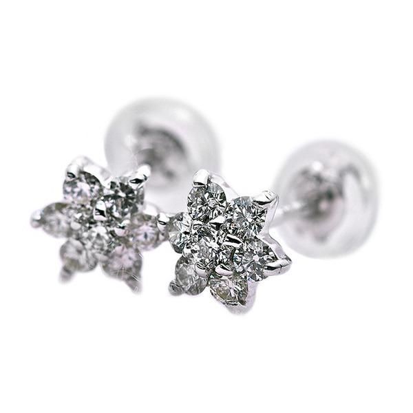 ds-ダイヤモンド ピアス 0.3ct K18 ホワイトゴールド 0.3カラット 花 フラワーモチーフ ピアス 鑑別カード付き 57,679円