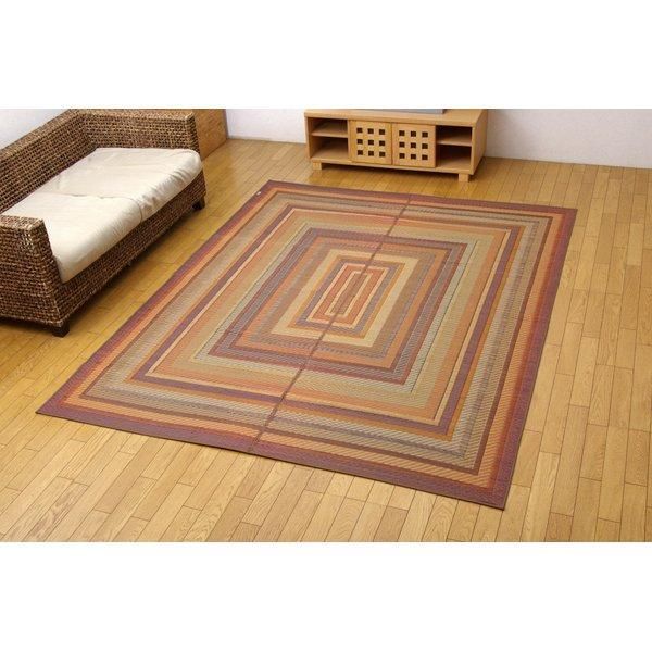 ds-い草 ラグマット/絨毯 〔袋三重織 グリーン 約140×200cm〕 日本製 裏：不織布 抗菌 防臭 調湿機能 消臭 〔リビング〕