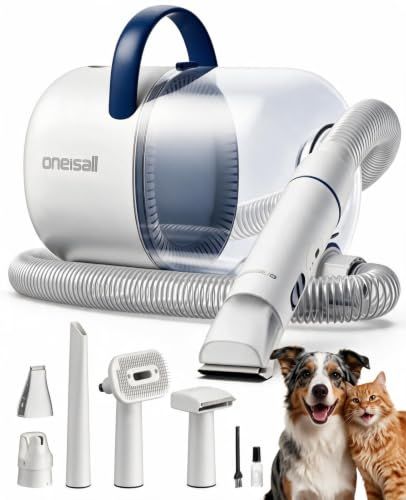 Oneisall 犬 バリカン 吸引式 ペットグルーミング掃除機 6 in 1 トリミングセット | 15000pa抜け毛を自動吸引/低騒音/ペット日常＆換毛期の被毛ケア 長毛・軟毛種/小型-大型犬/長毛猫対応mt 07ef940a