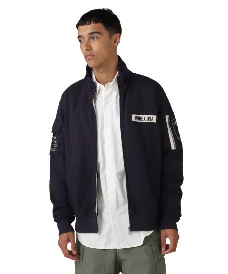 新品 [Avirex] [アヴィレックス] FATIGUE STAND COLLAR ZIPUP SWEAT ファティーグ スタンド カラー ジップアップ スウェット メンズ XL 120 ネイビー 783-4930001