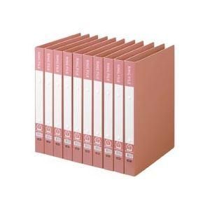 ds-（まとめ） TANOSEE リングファイル（再生PP表紙） A4タテ 2穴 200枚収容 背幅30mm ピンク 1セット（10冊） 〔×2セット〕