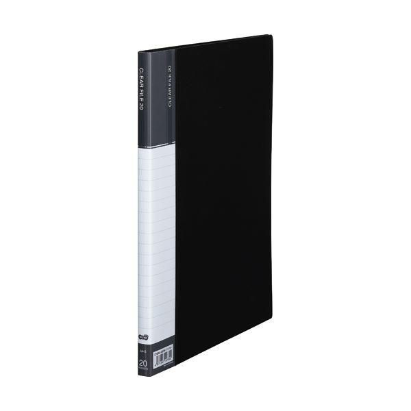 ds-（まとめ） TANOSEE クリヤーファイル（台紙入） A4タテ 20ポケット 背幅14mm ダークグレー 1セット（10冊） 〔×2セット〕