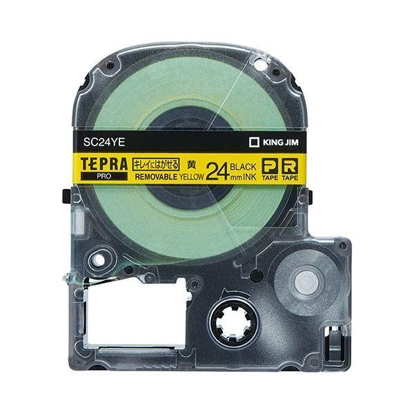 ds-（まとめ） キングジム テプラ PRO テープカートリッジ キレイにはがせるラベル 24mm 黄／黒文字 SC24YE 1個 〔×4セット〕