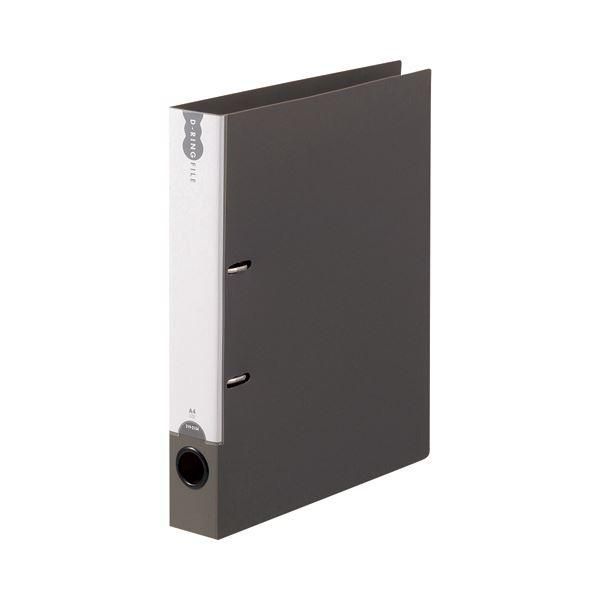 ds-（まとめ） TANOSEE Dリングファイル（PP表紙） A4タテ 2穴 250枚収容 背幅43mm ダークグレー 1セット（10冊） 〔×2セット〕