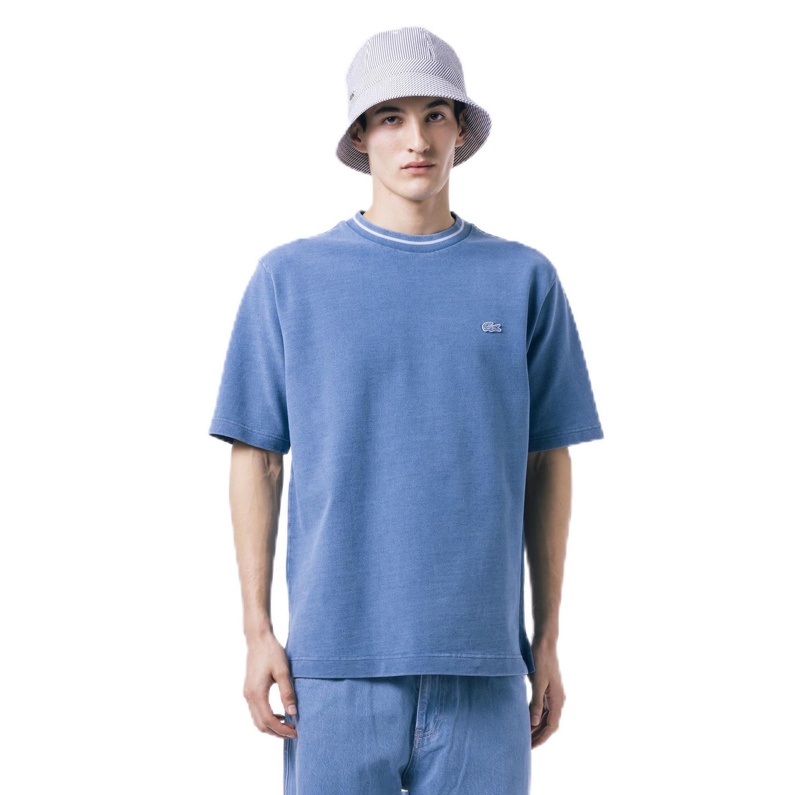新品 [Lacoste] [公式] 配色リブニットインディゴTシャツTH019J-991GF4