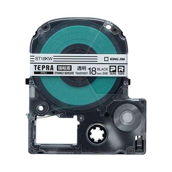 ds-（まとめ） キングジム テプラ PRO テープカートリッジ 強粘着 18mm 透明／黒文字 ST18KW 1個 〔×4セット〕 7,548円
