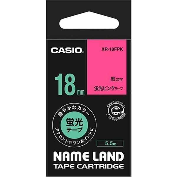 ds-（まとめ） カシオ CASIO ネームランド NAME LAND スタンダードテープ 18mm×5.5m 蛍光ピンク／黒文字 XR-18FPK 1個 〔×4セット〕 7,332円