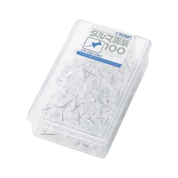 ds-（まとめ） 画鋲 ダルマ画鋲100（徳用タイプ） CR-GB1080-T 透明 100本入 〔×10セット〕