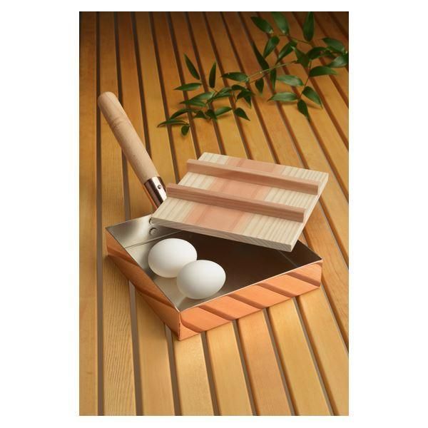 ds-銅製 本職用玉子焼き/卵焼き器 〔18cm×18cm 木蓋付き〕 日本製 磨き剤付き ミラー仕上げ 『アサヒ』 〔キッチン 台所〕