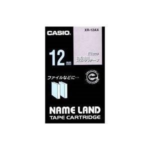 ds-（まとめ）カシオ CASIO 白文字テープ XR-12AX 透明に白文字 12mm〔×5セット〕