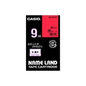 ds-（まとめ）カシオ CASIO 蛍光テープ XR-9FRD 赤に黒文字 9mm〔×5セット〕