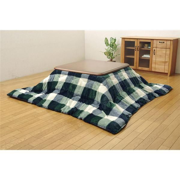 ds-こたつ布団 〔正方形 単品 薄掛け グリーン 約190×190cm〕 洗える 撥水加工 フランネル 省スペース コンパクト 〔リビング〕