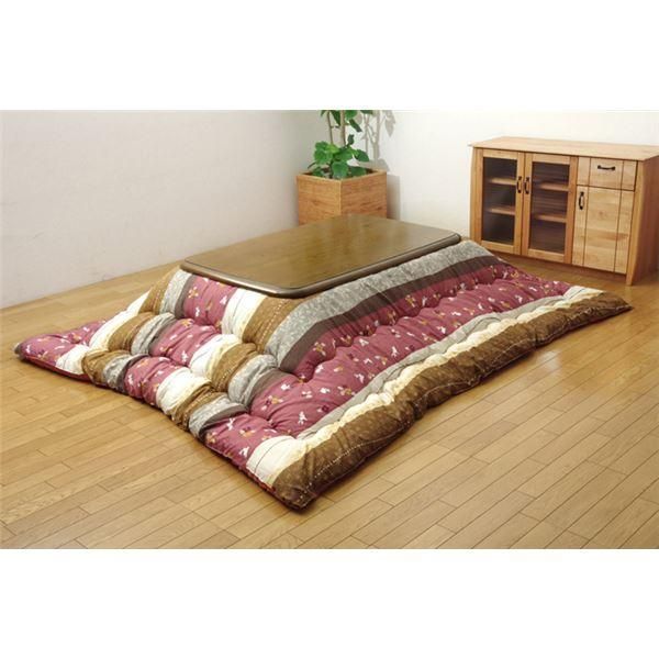 ds-和柄 こたつ布団/こたつ掛け布団 〔うさぎ柄 長方形 単品 ローズ 約205×315cm〕 ピーチスキン 起毛 〔リビング ダイニング〕