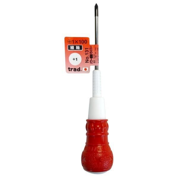 ds-（まとめ）TRAD パワー細軸ドライバー/作業工具 〔+1X100〕 日本製 NO.131〔業務用/DIY用品/日曜大工〕 〔×50セット〕