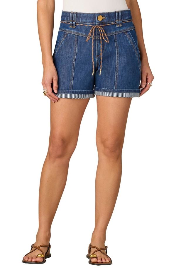 ウィットウィズダム レディース ボトムス デニムパンツ ショートパンツ Wit Wisdom Denim Drawstring Shorts Mid Blue ブルー