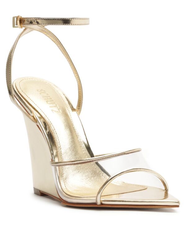 シュッツ レディース シューズ サンダル Schutz Womens Elodie Vinyl Pointed Toe Wedge Sandals TransparentPlatina