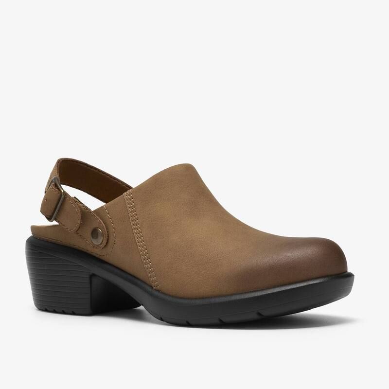 クラークス レディース シューズ サンダル レザー Clarks Kynnzie Womens Leather Mules Dark Tan Leather タン