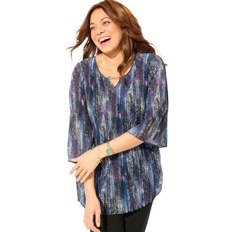 キャサリンズ レディース トップス シャツ プラスサイズ プチ プリーツ ブラウス Catherines Womens Plusize Petite Affinity Chain Pleated Bl