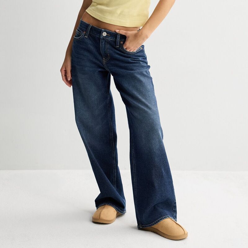 エスオー レディース ボトムス デニムパンツ ローライズ ジーンズ Juniors SO Low Rise Baggy Jeans Dark Wash