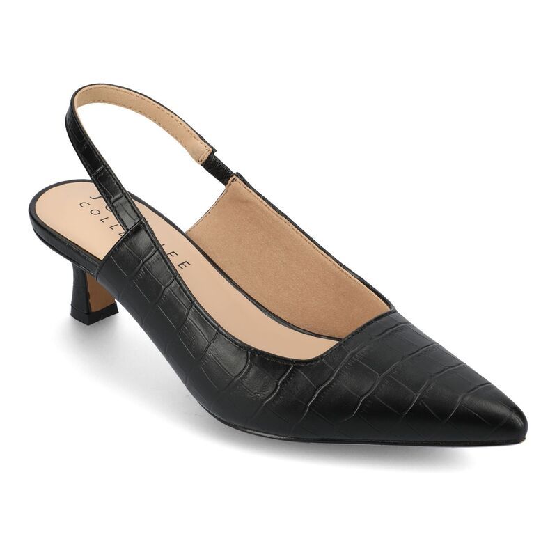 ジャーニー レディース シューズ パンプス ヒール Journee Paulina Womenslingback Heels Croco Black ブラック