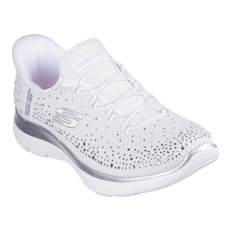 スケッチャーズ レディース シューズ スニーカー Skechers Hands Free Slipinsummits Womensneaker White Silver ホワイト