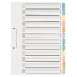 ds-（まとめ） コクヨ カラー仕切カード（PP） ファイル用 A4タテ 2穴 6色 12山見出し+扉紙 シキ-P80 1組 〔×15セット〕