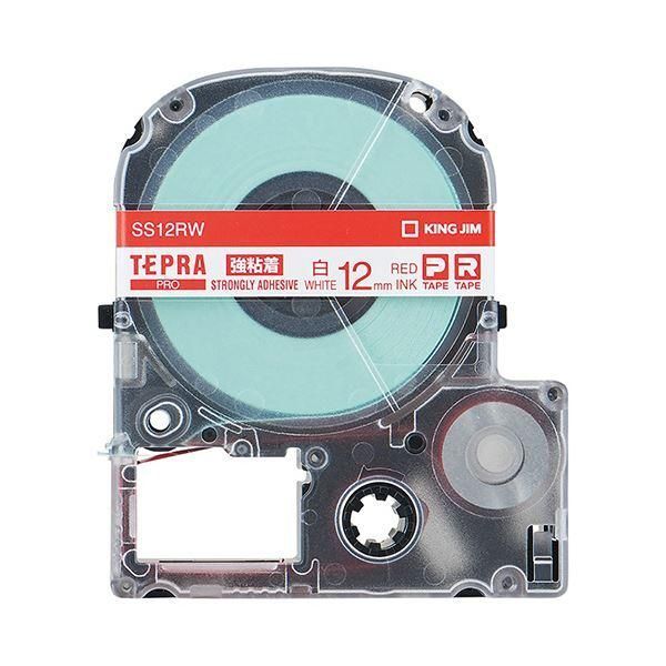 ds-（まとめ） キングジム テプラ PRO テープカートリッジ 強粘着 12mm 白／赤文字 SS12RW 1個 〔×5セット〕 6,573円