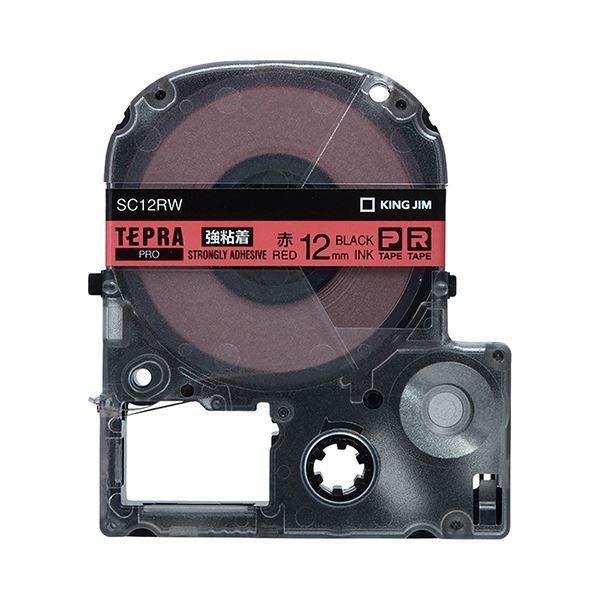 ds-（まとめ） キングジム テプラ PRO テープカートリッジ 強粘着 12mm 赤／黒文字 SC12RW 1個 〔×5セット〕