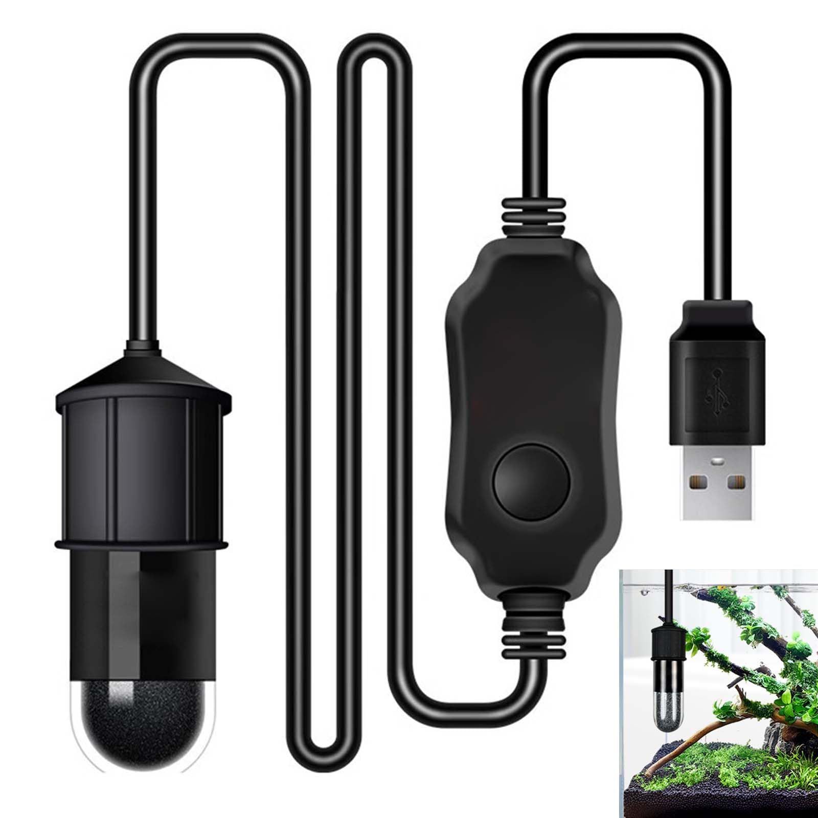 PAVIKE水槽用ヒーター【10W】水槽ヒーター小型 アクアリウムヒーター 熱帯魚ヒーター 18°C-34°C温度制御、LEDデジタル表示付き、USB給電、吸盤付き、水容量2L内のミニ水槽とマイクロシリンダに適 1
