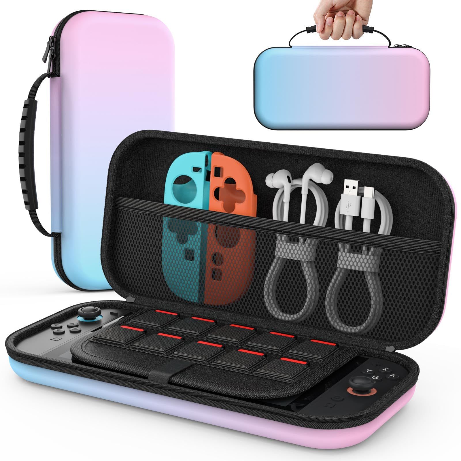 MoKo Switch2 ケース スイッチ2 ケース EVA素材 ストレージカバー 耐衝撃 大容量 BluePinkGradation 0