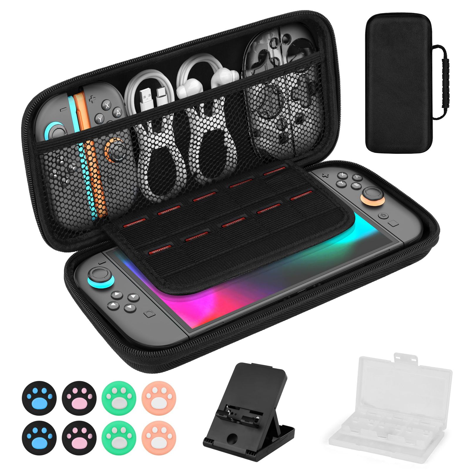 Switch 2 ケース 【令和8年新登場】JIAKSI スイッチ2ケース＋スイッチ2専用 ゲーム機用スタンド ＋ ゲームカード収納ボックス付き 0