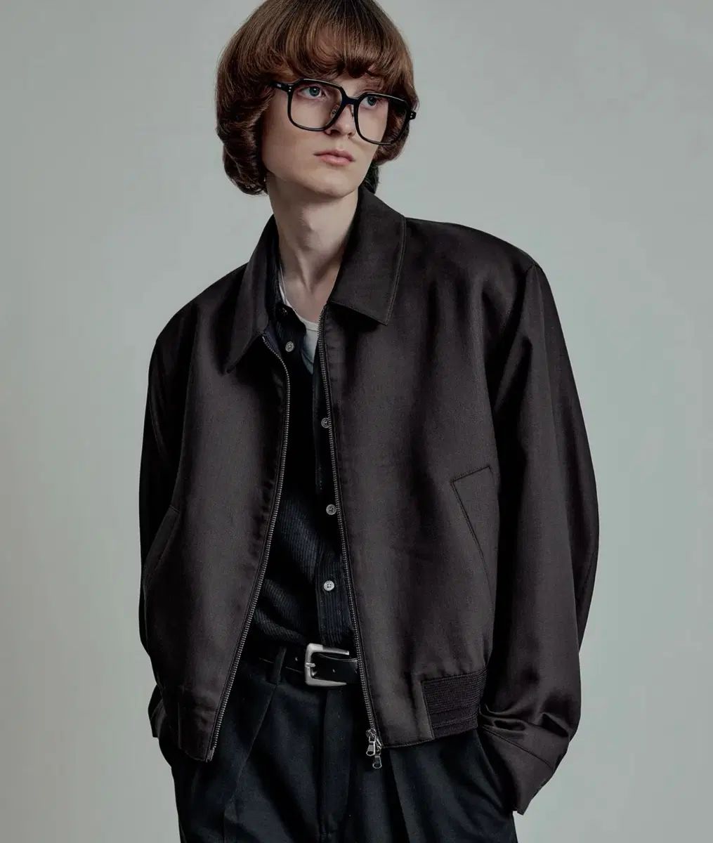 セレーニティ ウール シルク ブルゾン ジャケット DARK BROWN 46