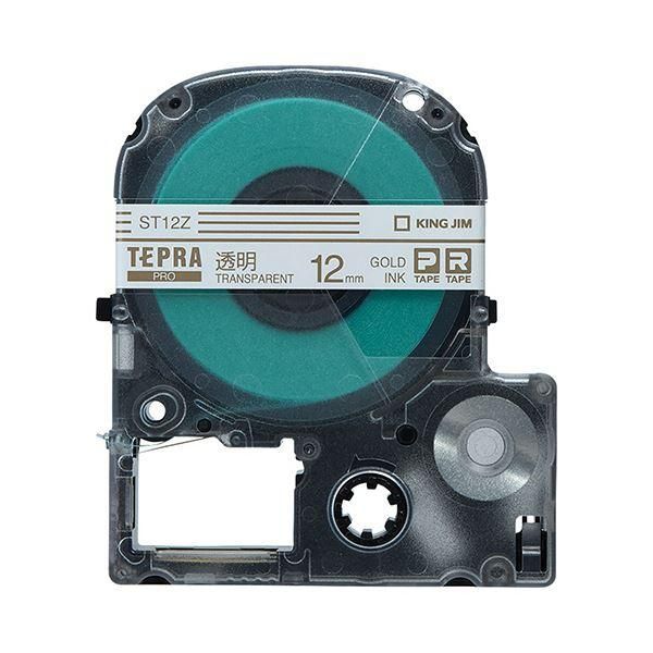 ds-（まとめ） キングジム テプラ PRO テープカートリッジ 12mm 透明／金文字 ST12Z 1個 〔×5セット〕