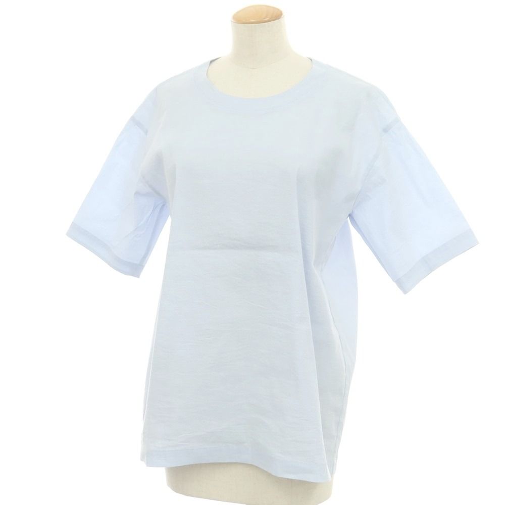 【中古】イッセイミヤケ ISSEY MIYAKE 2025年春夏 ナイロン系 クルーネック 半袖カットソー カットソー ライトブルー【サイズ表記なし（L位）】【レディース】