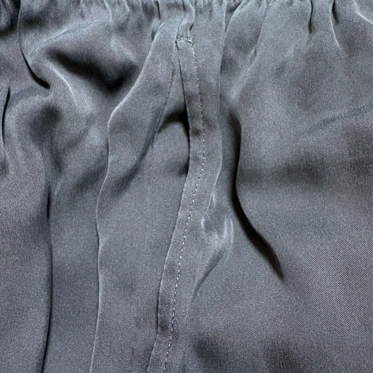 美品【ミューズドゥドゥーズィエムクラス】MUSE de Deuxieme Classe XSサイズ レディース パンツ 茶色 綾織り 薄手 シルク混 イージーパンツ ウエストゴム スタイリッシュ カジュアル お出かけ 旅行 まちぶら らくらく リラックス