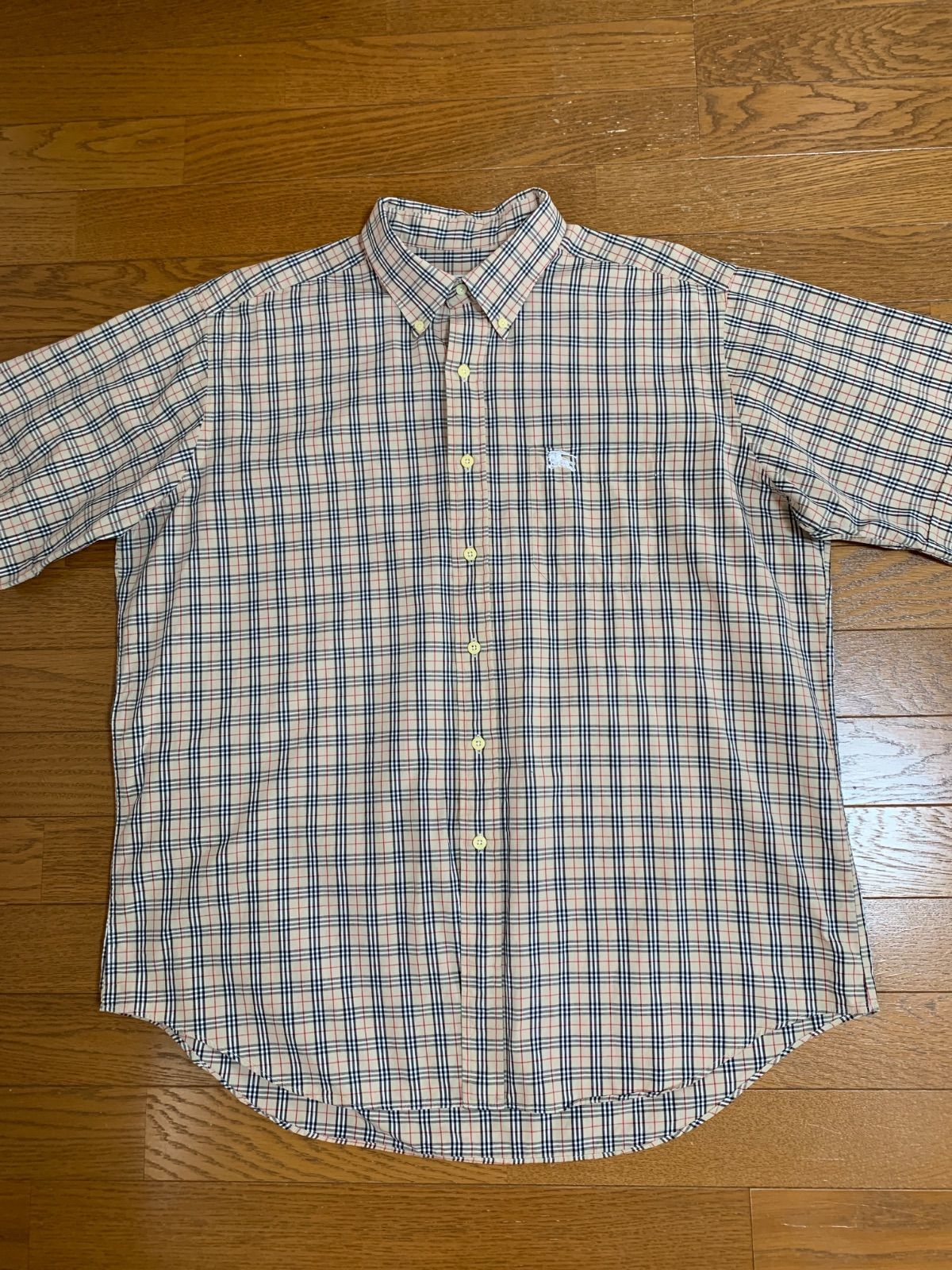 Burberrys バーバリーノバチェック 半袖ボタンダウンシャツ XLサイズ