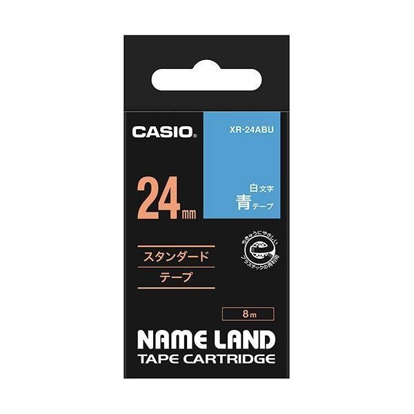 ds-（まとめ） カシオ CASIO ネームランド NAME LAND スタンダードテープ 24mm×8m 青／白文字 XR-24ABU 1個 〔×4セット〕