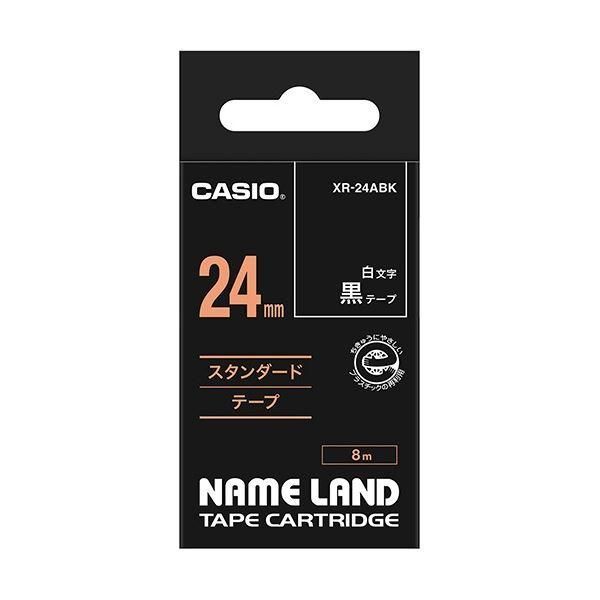ds-（まとめ） カシオ CASIO ネームランド NAME LAND スタンダードテープ 24mm×8m 黒／白文字 XR-24ABK 1個 〔×4セット〕