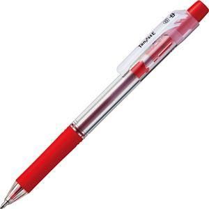ds-（まとめ） TANOSEE ノック式油性ボールペン ロング芯タイプ 1.0mm 赤 1本 〔×60セット〕